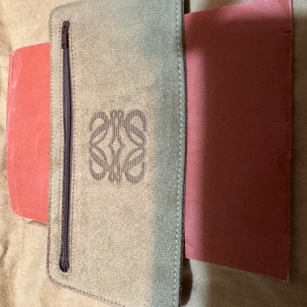Loewe Suede Clutch with Embossed Logo